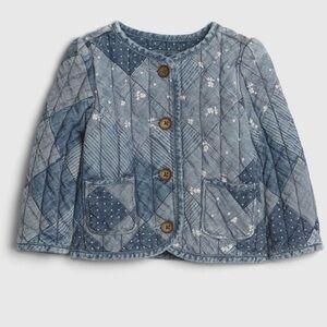 GAP Kids Blue Quilted Button-Up Jean Jacket